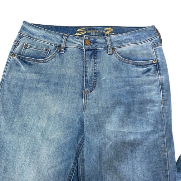 Seven7 Light Wash High Waist Weekend Slim Fit Jean Raw Hem Size 8 - Picture 3 of 11